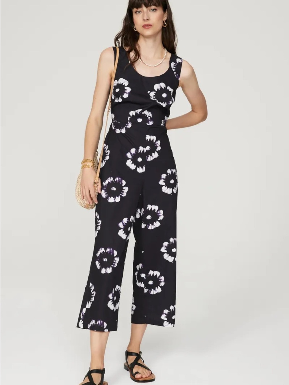 Busayo Collective Floral Tie Back Jumpsuit Black Purple Size 0